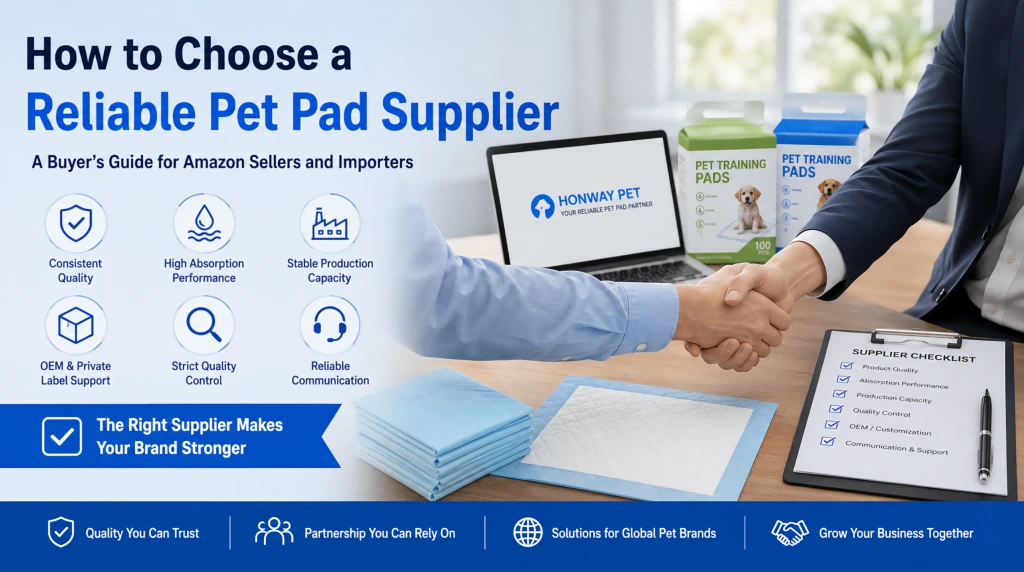 Disposable pet training pads from a reliable pet pad supplier for Amazon sellers and importers