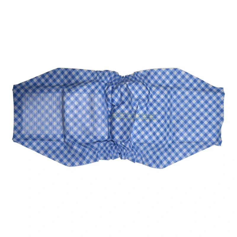 Blue Check Plaid Disposable Male Dog Diapers - Image 2