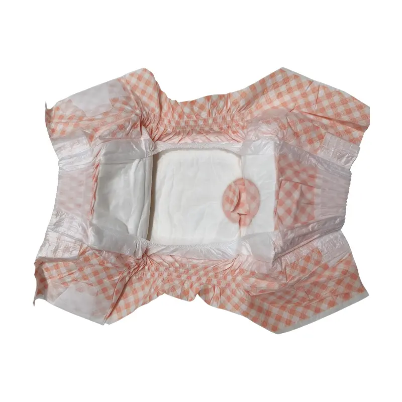Orange Check Plaid Disposable Female Dog Diapers - Image 3