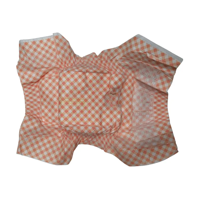Orange Check Plaid Disposable Female Dog Diapers - Image 2