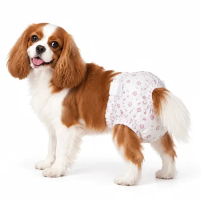 Pink Paw Print Disposable Female Dog Diapers