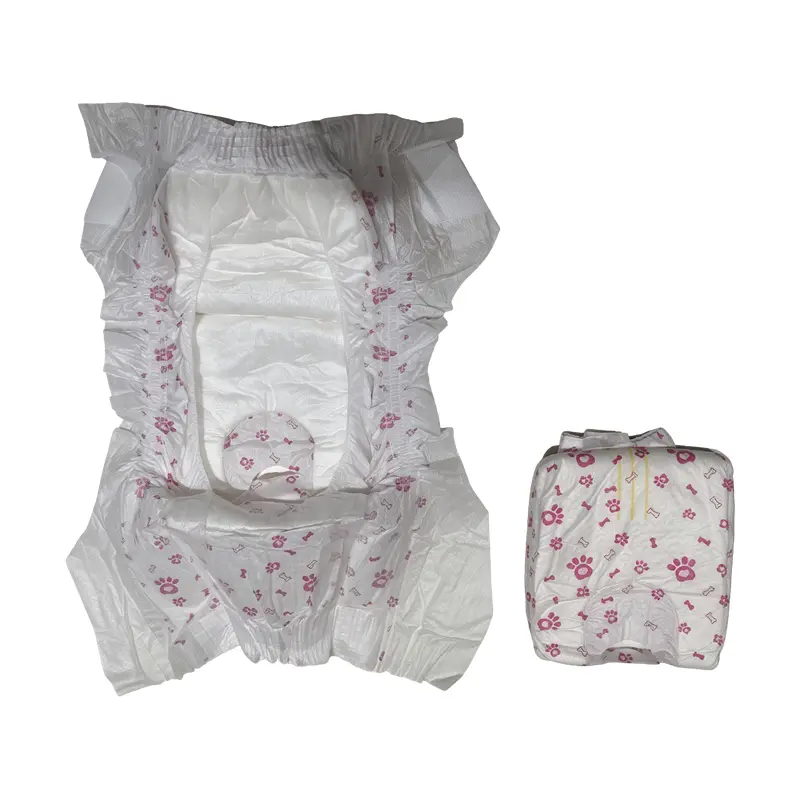 Pink Paw Print Disposable Female Dog Diapers - Image 2