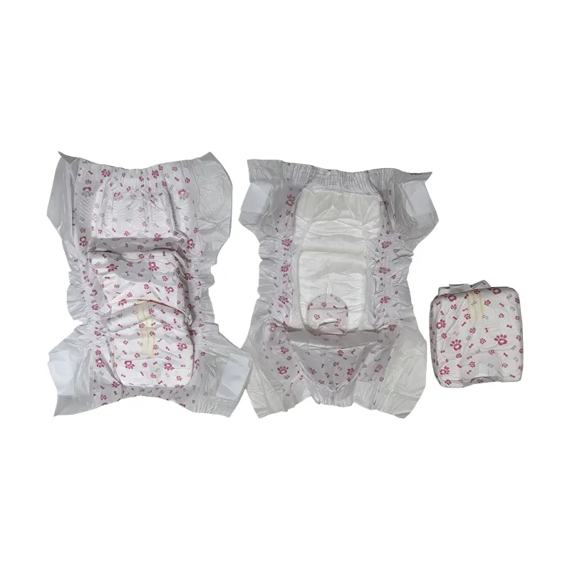Pink Paw Print Disposable Female Dog Diapers - Image 3