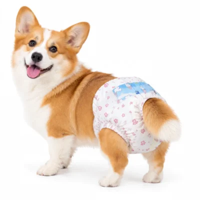 Pink Paw Disposable Female Dog Diapers with Cartoon Frontal Tape