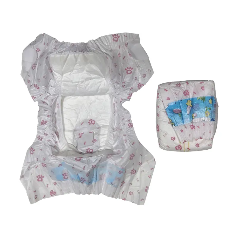 Pink Paw Disposable Female Dog Diapers with Cartoon Frontal Tape - Image 3